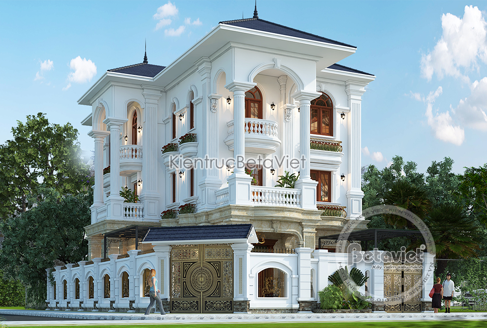 Mẫu biệt thự đẹp 3 tầng 450m2 Tân cổ điển